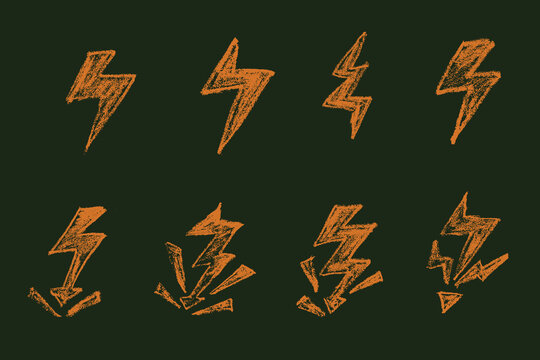thunder,lightning,electricity icon doodle with chalk or crayon texture	
