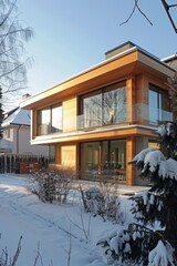 Winter Passive House in Snowy Setting Showcasing Sustainable Warm Interior Climate