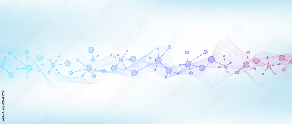 Poster molecular abstract structure background. scientific vector illustration with molecule dna. medical, 