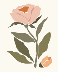 Peach rose silhouette vector art