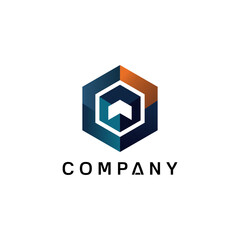 Abstract logo multicolored squares for company design