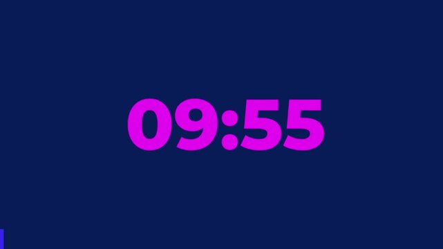 10 Minutes Countdown Timer, Pink numbers on Blue background		
