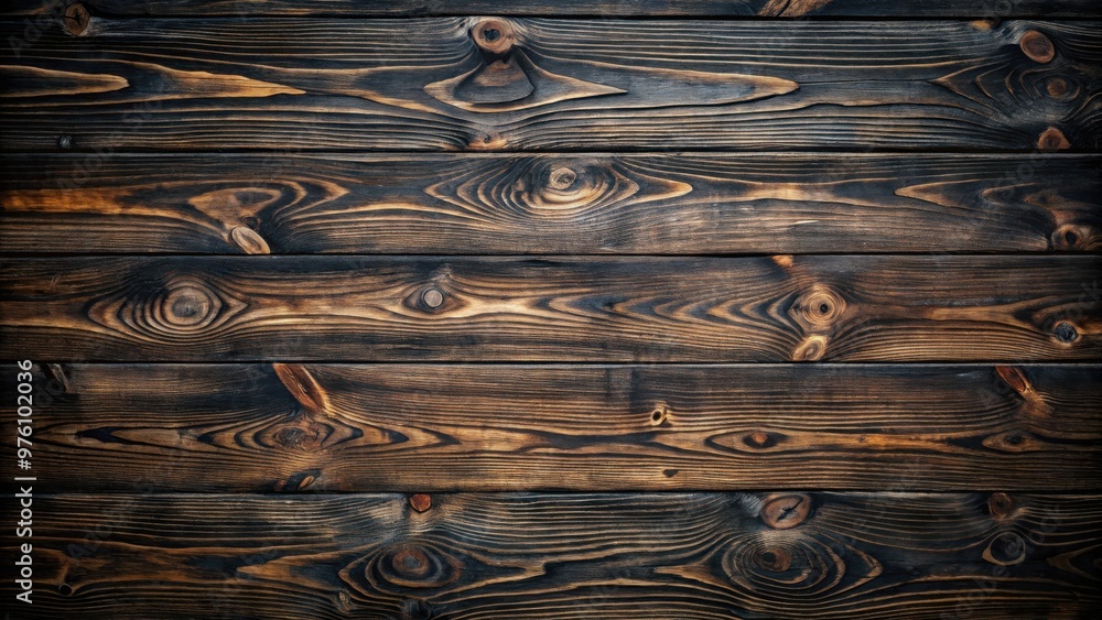 Wall mural dark and rich black wood texture background, perfect for a vintage or rustic feel