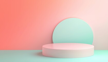 Minimalist studio scene featuring pastel colors and geometric shapes, perfect for product display or artistic presentations.