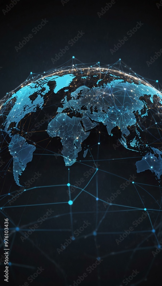 Poster global network with data flow.