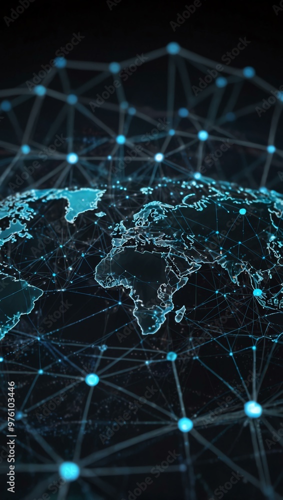 Poster global network with data flow.