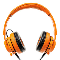 a Orange headphones isolate on transparent background