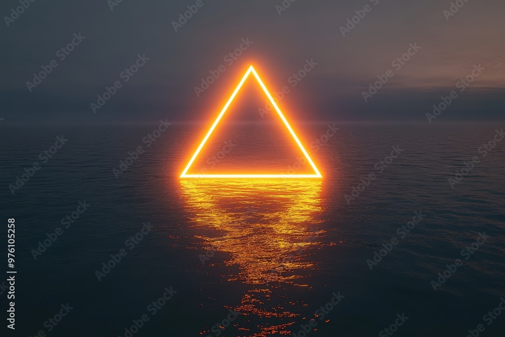 Poster picture a breathtaking abstract triangular corridor set against a dark cosmic backdrop, radiating il