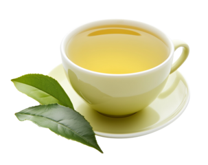 Cup of Green Tea With Leaf Isolated on Transparent Background