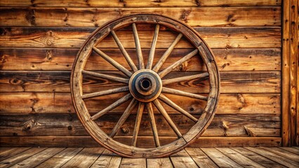Vintage wagon wheel representing the American Wild West cowboy concept