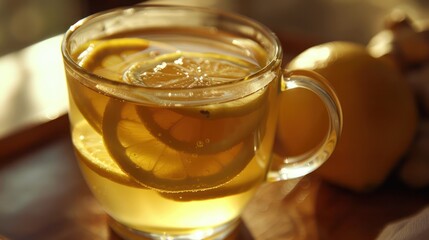 Close-up of a Mug with Lemon Tea
