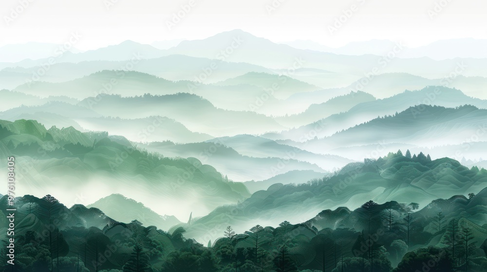 Wall mural Misty Mountain Landscape