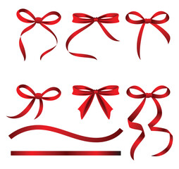 Red Ribbon Border,  Red Silk Ribbon vector,  red bow