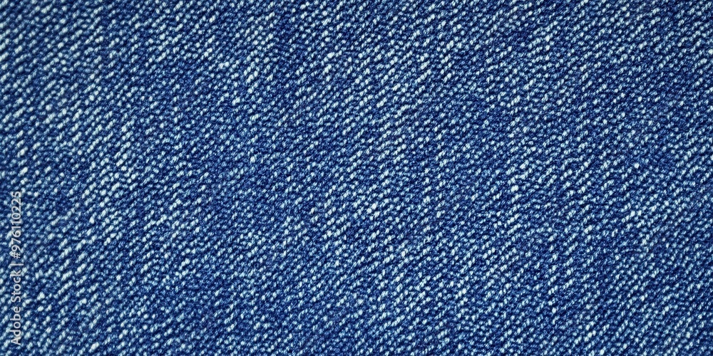 Poster blue denim fabric texture with diagonal weaving patterns and soft lighting, creating a classic and r