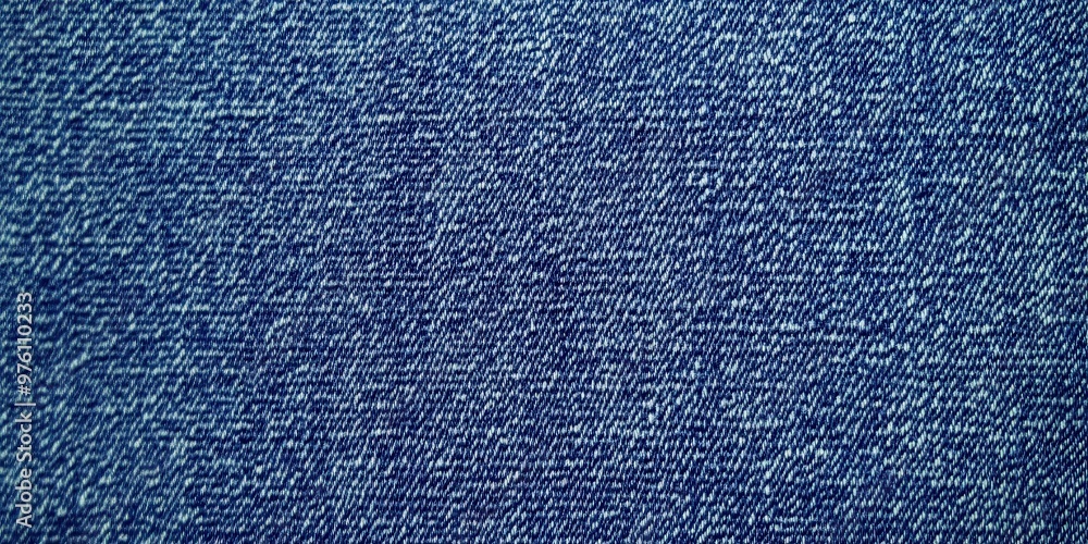 Poster blue denim fabric texture with diagonal weaving patterns and soft lighting, creating a classic and r