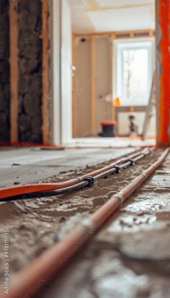 Poster step-by-step guide for installing underfloor heating in home renovation projects