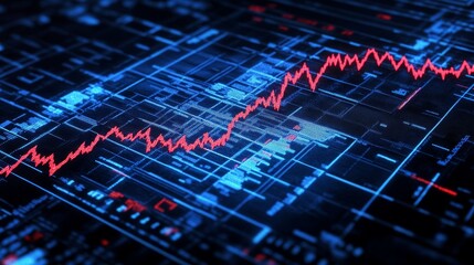 Fototapeta premium Abstract digital graph depicting sharp interest rate declines, illustrating global financial crisis concept.