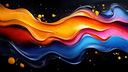 Abstract Colorful Paint Splash on Black Background. Generative ai
