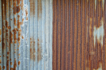 Old galvanized sheet background with rust pattern. Used for decorating the walls of restaurants, coffee shops, vintage style, cowboy style, backdrop.