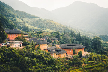 Fototapeta premium The tulou are ancient earth dwellings of the Hakka people(Tianloukeng cluster), Fujian province, China.