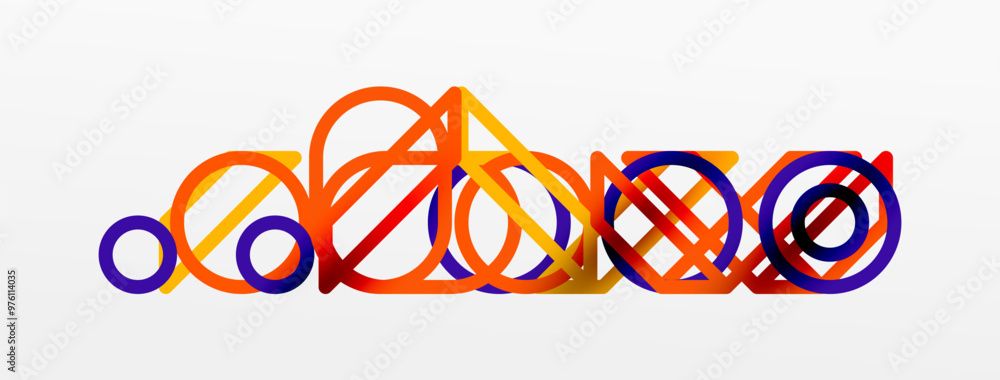 Poster abstract background - colorful circle lines technology or business digital template