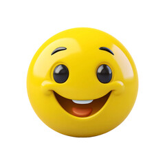 3d rendering of a happy yellow smiley face with big smile