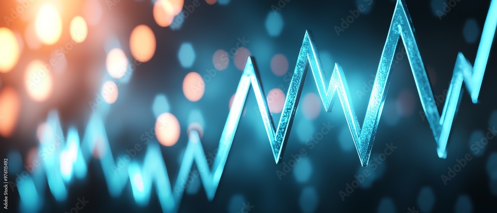 Poster dynamic abstract background showcasing a glowing blue wave pattern with vibrant bokeh lights, ideal 