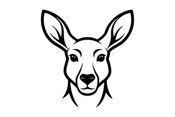 Kangaroo head vector line art illustration