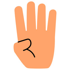 four finger up gesture illustration