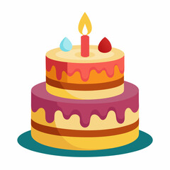 Birthday cake silhouette vector illustration on white background 