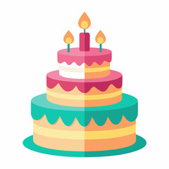 Birthday cake silhouette vector illustration on white background 