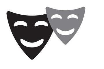 Theatrical masks vector icon set. Theater, theatre mask signs. Masquerade mask. Comedy and tragedy mask symbols.. Vector illustration