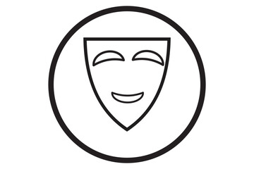 Theatrical masks vector icon set. Theater, theatre mask signs. Masquerade mask. Comedy and tragedy mask symbols.. Vector illustration