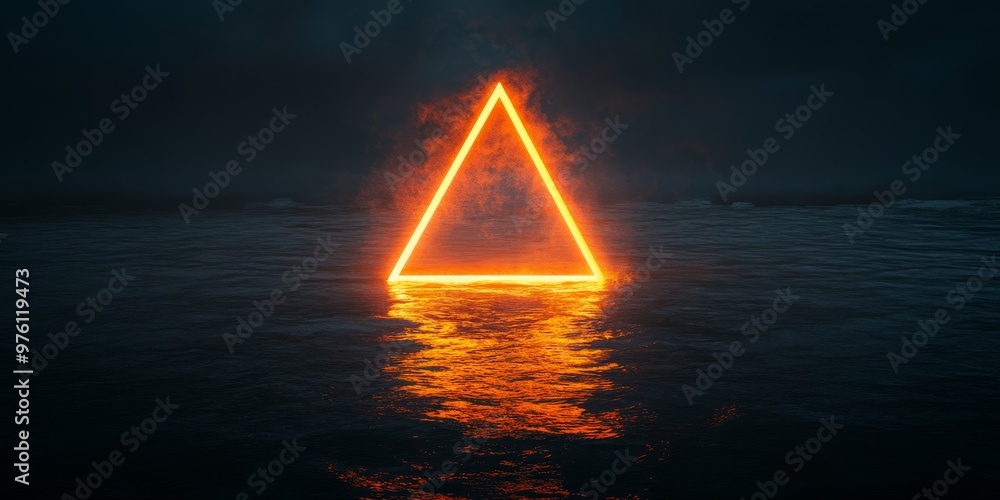 Aufkleber this captivating visualization shows a striking triangular corridor illuminated in warm orange again