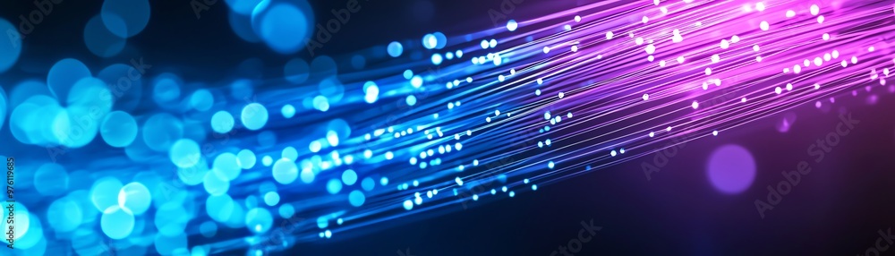 Poster vibrant abstract light lines create a dynamic and colorful digital background with blue and pink hue