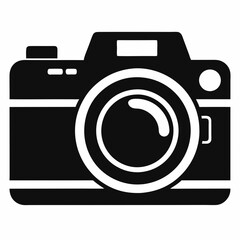 Camera silhouette vector illustration on white bacground