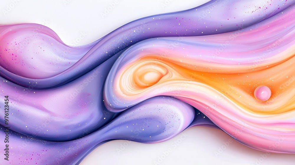 Poster abstract swirl of vibrant colors blending seamlessly, creating a fluid and mesmerizing artwork perfe