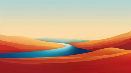 Minimalist Desert Landscape with a River