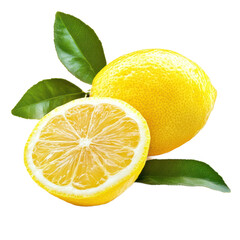 Lemon with leaf isolated on transparency background