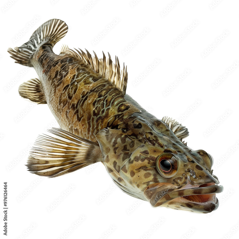 Poster unique freshwater fish photographed on a transparent background showcasing distinct patterns and fea