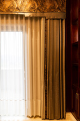 Brown curtains in the bedroom