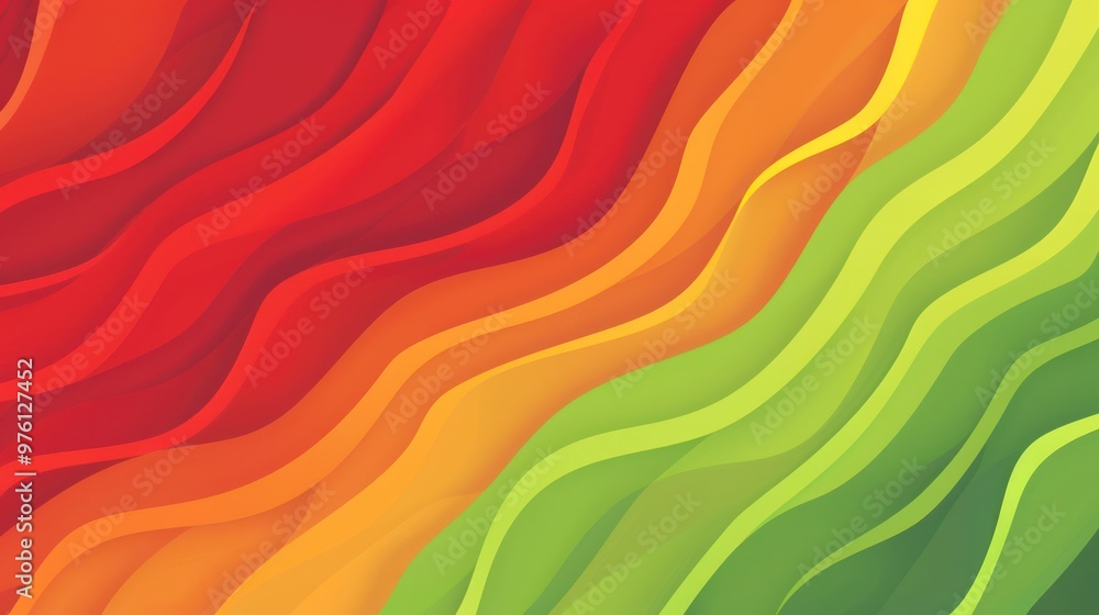 Wall mural Abstract Wavy Background with Red, Orange, and Green Colors