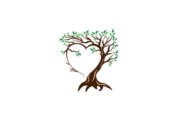 Vector illustration of a cartoon tree with roots	