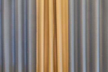 Details of the blue and yellow striped curtains