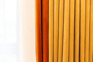 Details of the yellow and orange curtains