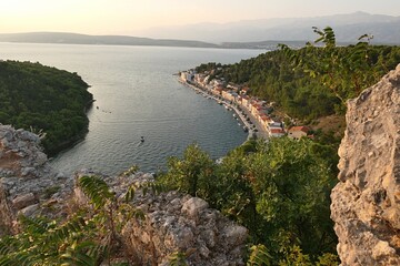 Scenic view of a bay and channel of Novigrad town, northern Dalmatia, Croatia, during summe...