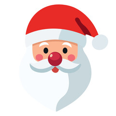 Cartoon Santa Claus head or face in flat style. Vector illustration
