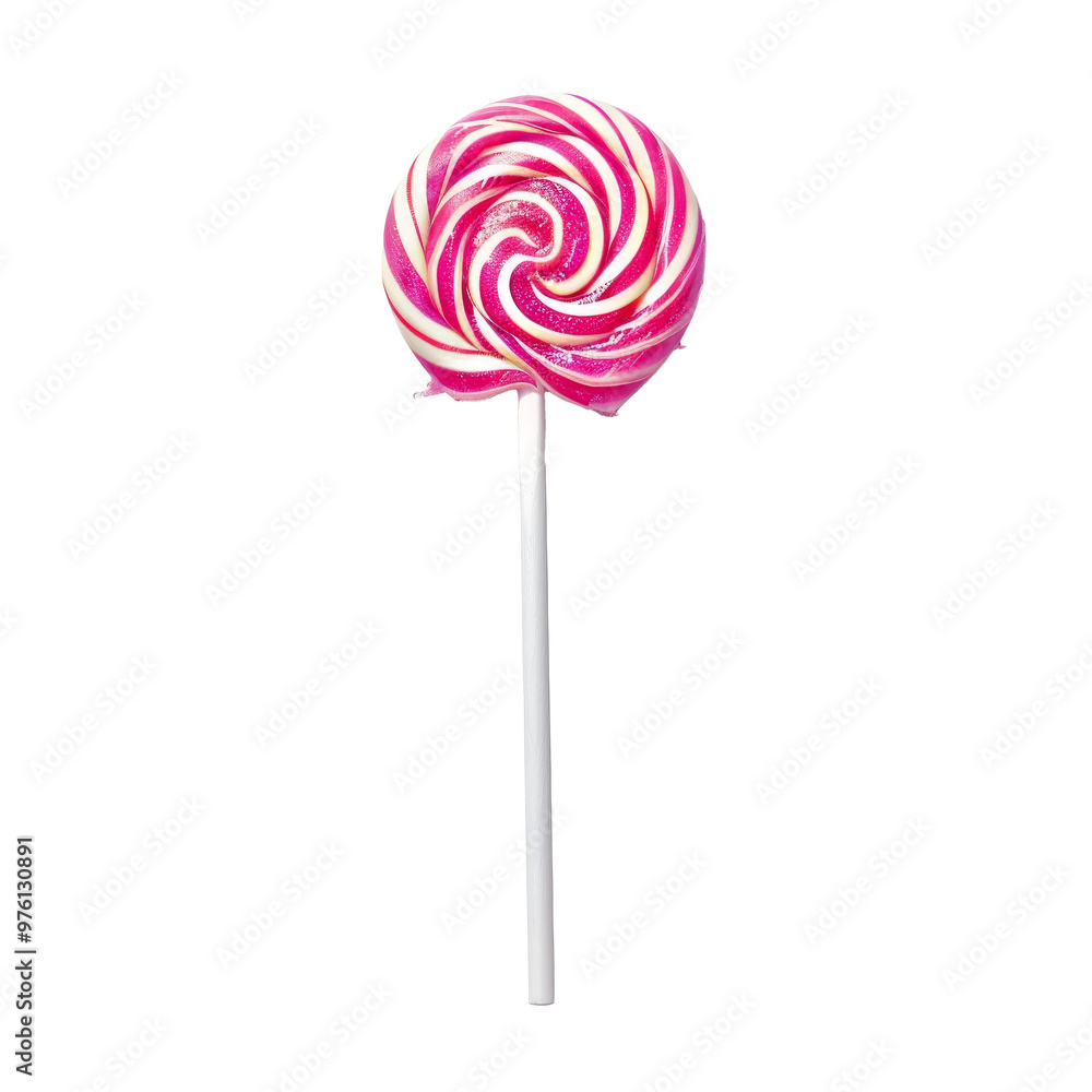 Aufkleber a vibrant pink and white swirled lollipop on a simple transparent background showcasing a sweet trea