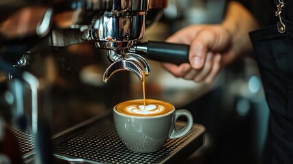 A barista pouring espresso into a cup, preparing to make a rich and aromatic Americano