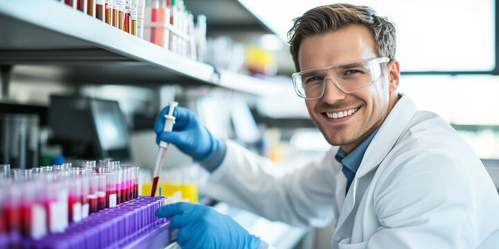 Medizinischer Technologe analysiert Blutproben im Labor